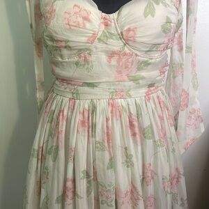 Francesca's Collections Strapless Floral Dress - Pink and Green